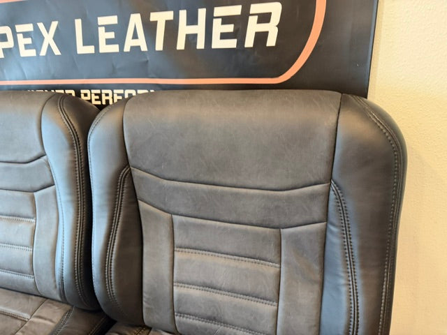 Universal Bucket Seats – Black Ebony Vinyl with Distressed Black Inserts (In Stock)