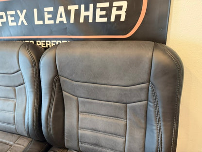 Universal Bucket Seats – Black Ebony Vinyl with Distressed Black Inserts (In Stock)